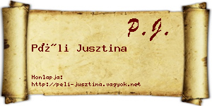 Péli Jusztina névjegykártya